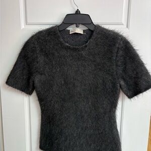 Tory Burch Charcoal Fuzzy Knit Top